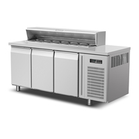 Réfrigérateur sous comptoir en acier inoxydable industriel et commercial, table froide à 3 portes, table de préparation de pizzas pour snack-bar