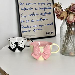 Taza de cerámica de lunares en blanco y negro con lazo tridimensional de estilo coreano Ins, taza de <span class=keywords><strong>desayuno</strong></span> - Product Image 3