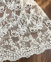 Tissu en dentelle de tulle blanc brodé de fleurs 3D, maille à pois en soie de lait, dentelle soluble dans l'eau pour robe, lingerie et peignoir pour femme