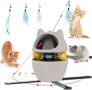 새로운 스마트 제품 4-in-1 깃털/벨/봉제 공 고양이 인터랙티브 장난감 레이저 장난감 실내 고양이