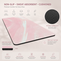 Tapis de yoga en caoutchouc suédé avec lignes d'alignement gravées au laser, antidérapant, 5 mm, résistant aux taches, résistant à l'eau, logo personnalisé