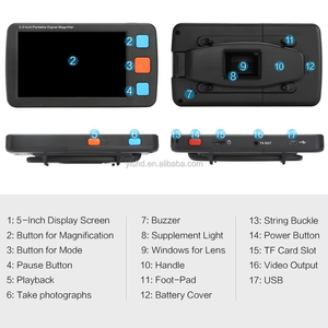 4x-32x lần <span class=keywords><strong>Zoom</strong></span> 5 inch xách tay màn hình kỹ thuật số kính lúp có thể gập lại xử lý đọc sách điện tử Viện trợ cho tầm nhìn thấp và mù lòa - Product Image 3