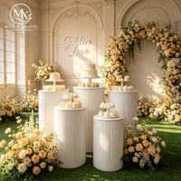 Support à gâteau plissé cylindrique blanc de haute qualité pour la décoration de table de dessert lors de fêtes d'anniversaire, banquets et mariages