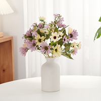 Bouquet de tournesols artificiels en soie à 9 branches, style pastoral, marguerites fraîches, inspiré de l'Instagram nordique - Vente en gros