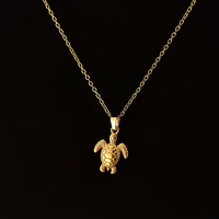 Collar con Colgante de Tortuga de Acero Inoxidable Chapado en Oro de 18K con Cadena de Eslabones, Estilo Bohemio, Joyería Infantil para Aniversario