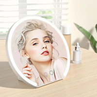 Grand miroir cosmétique pliable à LED, moderne, de bureau, éclairé, grossissant, 3 couleurs de lumière, salle de bain, maison, voyage, simple face