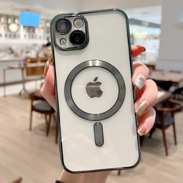 Luxury Magnetic Phone Case for iPhone 15 14 13 12 Pro Max Transparent Clear Protective Anti-Yellowing Bumper Plating Phone Cover