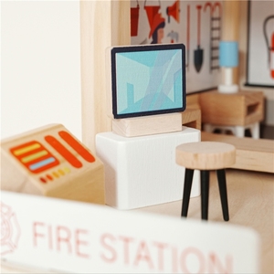 Wooden Fire and Police Stations with Helicopters and Vehicles Montessori Role-playing Toys for 5 to 7 Year Olds Educational Toy - Product Image 2