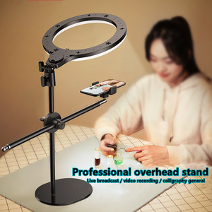 Supporto per Telefono con Luce LED ad Anello per Selfie, Accessori per Telefoni da Scrivania, per Riprese dall'Alto, Prodotti, Live Streaming e Zoom con Base Rotonda - Product Image 2