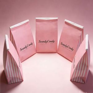 Sac en papier carré personnalisé avec logo, fond plat, soufflet, résistant à la graisse, fermeture magnétique et attache métallique pour bonbons, grains de café, nouilles - Product Image 5