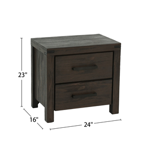 2 <b>Drawers</b> Nightstand In Espresso Wood Finish Modern Bedroom <b>Storage</b> <b>Drawer</b> Unit - Product Image 3