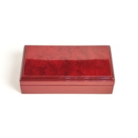 Boîte à stylos en bois de burl brillant avec doublure en satin jacquard doré, logo personnalisé, étui de rangement de luxe en bois pour stylos, idéal pour l'emballage de cadeaux d'affaires haut de gamme
