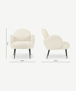 <span class=keywords><strong>Fauteuil</strong></span> d'appoint <span class=keywords><strong>rond</strong></span> en polaire Teddy Off-White, pieds en métal <span class=keywords><strong>noir</strong></span> fin pour chambre d'hôtel boutique, salon d'hébergement familial, coin club - Product Image 5