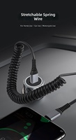 Câble de données USB-C à charge rapide 66W PD 3A 4A, câble en cuivre pur rétractable, câble à ressort USB-C pour iPhone Xiaomi Samsung