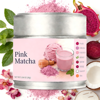 Poudre de matcha rose personnalisée, poudre de fruit du dragon rouge, poudre de betterave, poudre de matcha rose