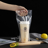 Sac transparent jetable d'emballage de tasse de thé de lait de café sac en plastique à emporter
