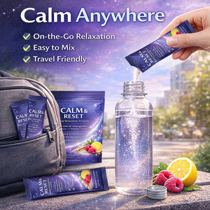 Polvo Calm & Reset para Relajación Profunda con Ashwagandha, Magnesio, L-Teanina, Vitamina D3, para el Equilibrio del Estrés y el Cortisol, Apoyo para el Sueño y el Estado <span class=keywords><strong>de</strong></span> Ánimo - Product Image 6