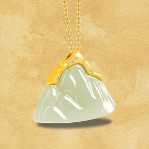 จี้หยกเขียวหยกเจไดต์ลายภูเขา วัสดุธรรมชาติแท้โบราณ ประดับเงินแท้ S925 สร้อยคอจี้หยก - Product Image 5
