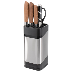 Bloc à couteaux universel en acier inoxydable de style nouveau avec support à couteaux carré plus aiguisé, rangement de couteaux gain de place - Product Image 1