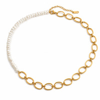 SUMMLY Collier en acier inoxydable plaqué or 18 carats, étanche, inaltérable, chaîne perle océan, bijoux quotidiens et de vacances pour femmes et jeunes filles