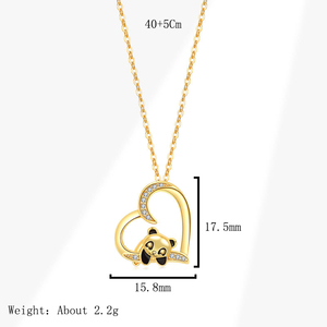 Collana con ciondolo a forma di cuore minimalista con micro inserti di zirconi in argento sterling 925 placcato oro, gioielli carini a forma di cartone animato per donna - Product Image 6