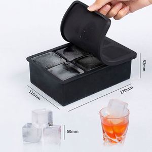 Silicone 6 Compartment <b>Ice</b> Cube Tray OEM ODM Freezer <b>Ice</b> Cube Moulds with Silicone Lid Whiskey <b>Ice</b> <b>Maker</b> - Product Image 1