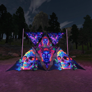 Voile d'ombrage triangulaire réactive aux UV pour fête psytrance en extérieur, en polyester, tapisserie UV, tente de fête <span class=keywords><strong>RAVE</strong></span> - Product Image 5