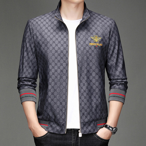 <b>Men's</b> Bee Embroidered <b>Jacket</b> <b>Men's</b> and Teenagers' Baseball Collar Embroidered <b>Jacket</b> Plus Size Fashion Joker Hot and comfortable - Product Image 2