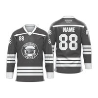 Jersey Hoki Es Kustom OEM ODM Unisex Dewasa Remaja Nama Nomor Logo Kustom Cetak Sublimasi Grosir Seragam Hoki Tim