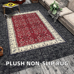 Tapis en coton de luxe, résistant, fait main, à poils bouclés antidérapants, épaisseur 10 mm, motif abstrait, design moderne en latex, rectangulaire - Product Image 2