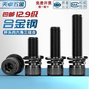 Hex Socket Head Cap Screws M3 M4 M5 M6 M8 12.9 Grade With Spring Washers Black Alloy Steel Fasteners - Product Image 3