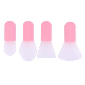 Brocha de Maquillaje Facial de Silicona Corta de 6 cm, Color Rosa Blanco, Herramienta Aplicadora de Base y Mascarilla Facial - Product Image 4
