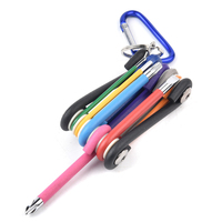 Kualitas Tinggi Mini Kecil 9 Pcs Kustom Hybrid Campuran Universal Colorful Lipat Allen Hex Key Torx Alat Kunci Pas Set