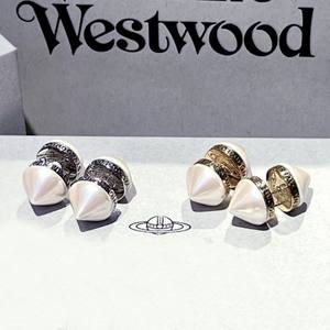 पश्चिमी रानी मां विवियन ने मोती भरा हुआ मोती स्टड इयररिंग्स को आला व्यक्तित्व के साथ अद्वितीय डबल पक्षीय संतृप्ति डिजाइन - Product Image 3