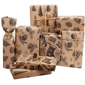 Christmas PE Kraft Paper Gift Wrapping Roll Bell Floral Packaging Paper for Flower <b>Bouquet</b> Gift <b>Box</b> - Product Image 3