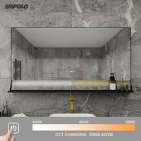 Miroir LED intelligent de salle de bain carré, moderne et luxueux, sur mesure, avec grossissement et lentilles argentées, pour hôtels, vente en gros, durable et lumineux