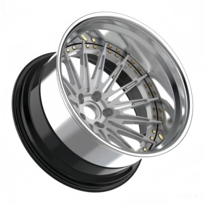 Multi <b>Spoke</b> Three Piece Forged Aluminium Alloy <b>Wheel</b> With Machined Rivets And Center Cap Universal Fit Racing Automobile Rim - Product Image 1