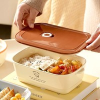 Boîte à lunch en céramique style Instagram, compartimentée, pour les employés de bureau, boîte à repas pour étudiants, boîte bento à trois compartiments
