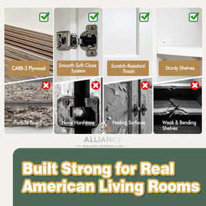 Modern Style Living Room TV Cabinet | Custom TV <b>Storage</b> Cabinets For American Multi-Family | CARB-<b>2</b> Wooden TV Console Cabinets - Product Image 2