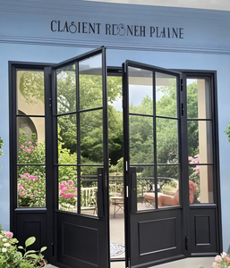 צרפתי סִגְנוֹן דלת מתקפלת מזכוכית מחוסמת סגסוגת אלומיניום כניסה פנימית עמידה לרוח סלון חדר שינה וילה מטבח - Product Image 2