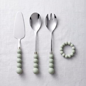 Minimalist Flatware Set With <b>Silicone</b> <b>Beaded</b> Handles Stainless Steel High Mirror Polish Dishwasher Safe For Wedding And Dining - Product Image 1