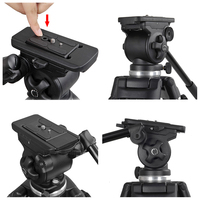 Trépied professionnel robuste pour caméscope WF VT500 avec tête à friction fluide et plaque de fixation rapide