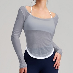 Camiseta de Yoga Cloud Rise <span class=keywords><strong>para</strong></span> Mujer, Ajustada, de Color Sólido, Manga Larga, con <span class=keywords><strong>Sujetador</strong></span> Incorporado, Top Deportivo <span class=keywords><strong>para</strong></span> Gimnasio, Ropa Deportiva de Invierno - Product Image 5