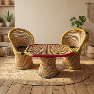 Meilleur tabouret en bambou indien, design japonais, moderne, pour entrée, salon, chambre, appartement, école, confortable, BS INTERNATIONAL - Product Image 1