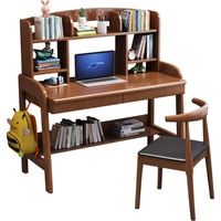 Bureau convertible moderne en bois massif avec bibliothèque intégrée pour bureau à domicile et apprentissage des enfants