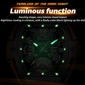 Montre mécanique automatique à remontage automatique GELATU pour homme, de haute qualité, à cadran ajouré, avec miroir saphir, étanche et lumineuse - Product Image 4