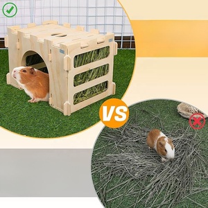 إكسسوارات قفص مخابئ الحيوانات الصغيرة خشبي خنزير غينيا أرنب القش المغذية الترويجية للحيوانات الأليفة الأرنب شينشيلا الهامستر - Product Image 5