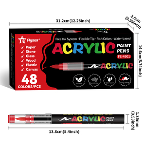 Flysea 48 Màu Acrylic Sơn Đánh Dấu Thiết Lập Mềm Bàn Chải Tip Acrylic Sơn Bút Và Đánh Dấu Cho Các Nghệ Sĩ, DIY Thủ Công Mỹ Nghệ, Vải, Gỗ - Product Image 5