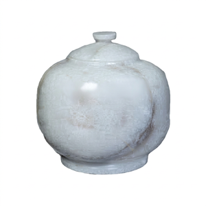Urne funéraire en marbre blanc de style européen pour cendres humaines, pot en pierre naturelle polie, personnalisable, pour exposition commémorative - Product Image 1