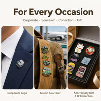 Badges de revers personnalisés en gros : Créez votre propre logo, nom, chapeau, épingles en métal émaillé souple ou dur pour vêtements